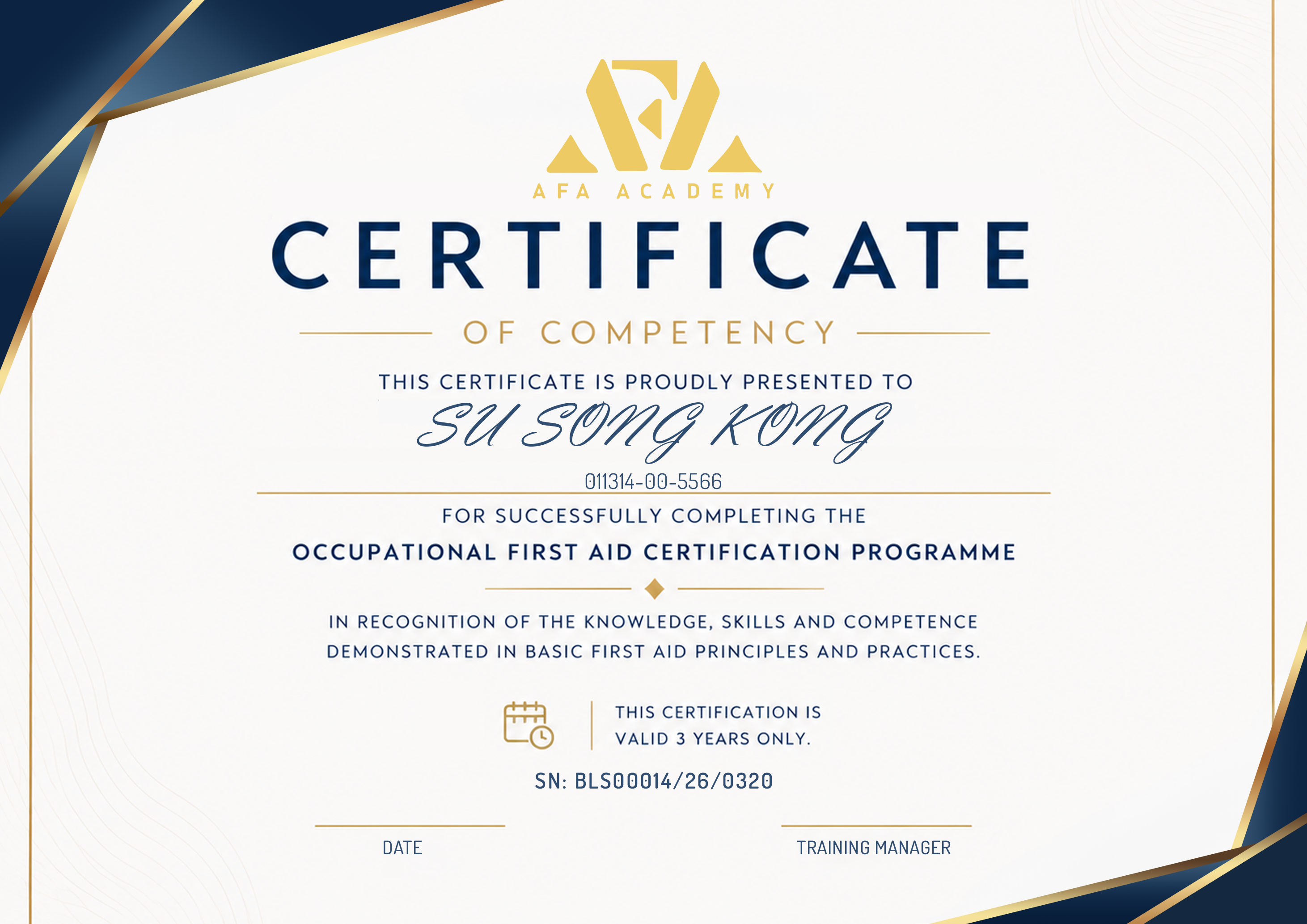 A4 Certificate